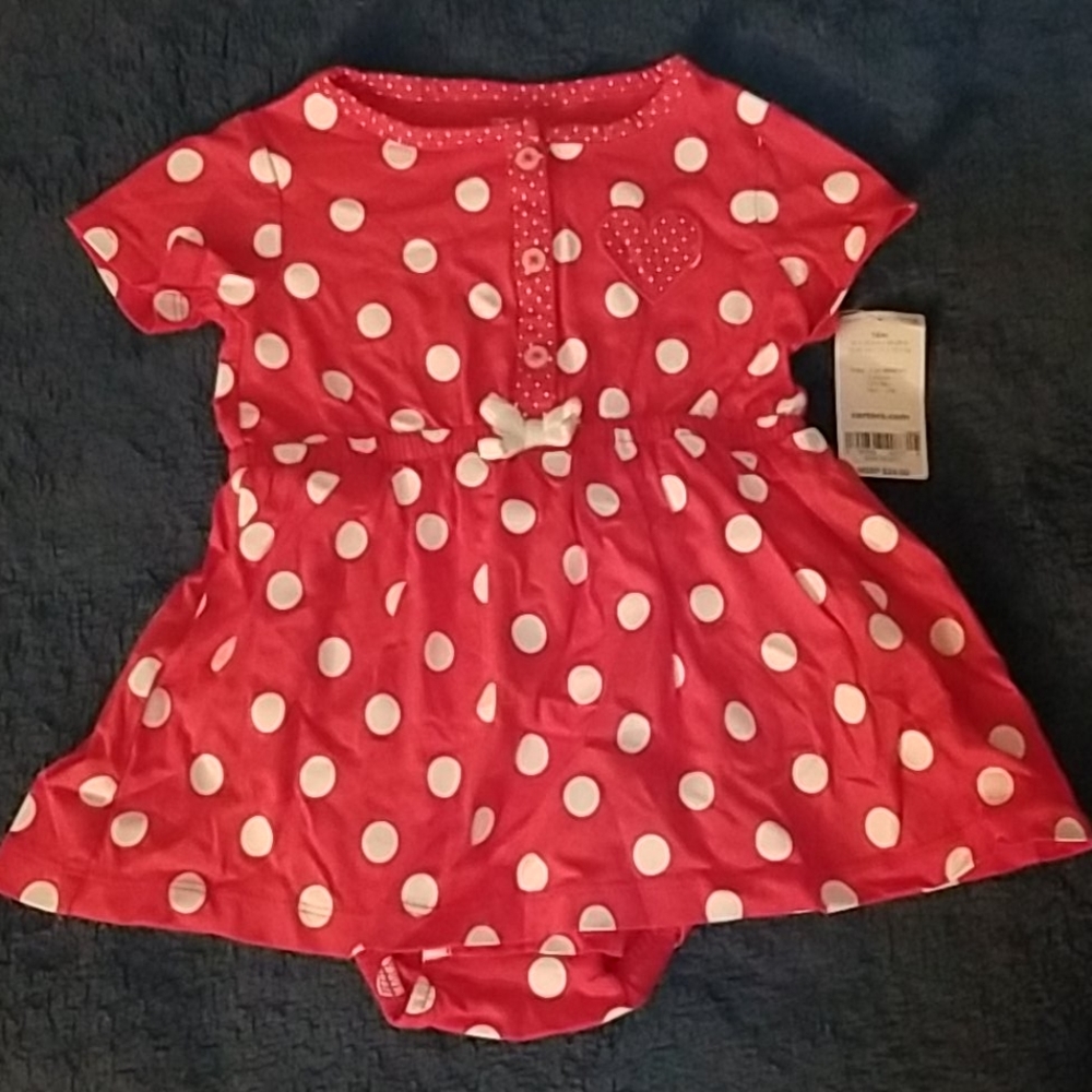 Hot Pink White Polka Dot Carter's Dress 18mos